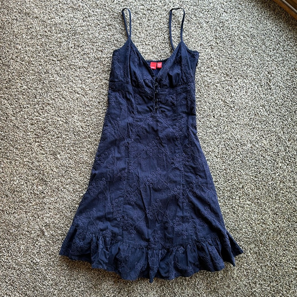 Dark Blue Size 0 Esprit dress with embroidered flowers